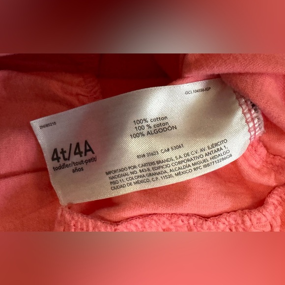 Carter’s Amazing Sister Cherry Pink Ruffle Short Sleeve Shirt Size 4T - Picture 5 of 5